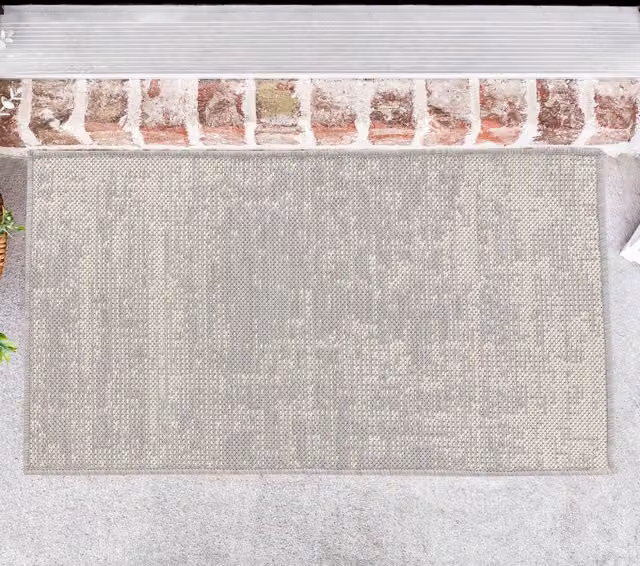 Desire Rugs Modern Abstract Grunge Design Waterproof Indoor-Outdoor Rug, Silver/Grey, W: 50 cm, L: 80 cm