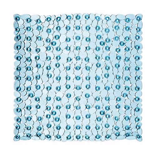 Orsina Non-Slip Pebble Square Bath Mat in Blue, W/D/H: 54 x 54 x 1 cm