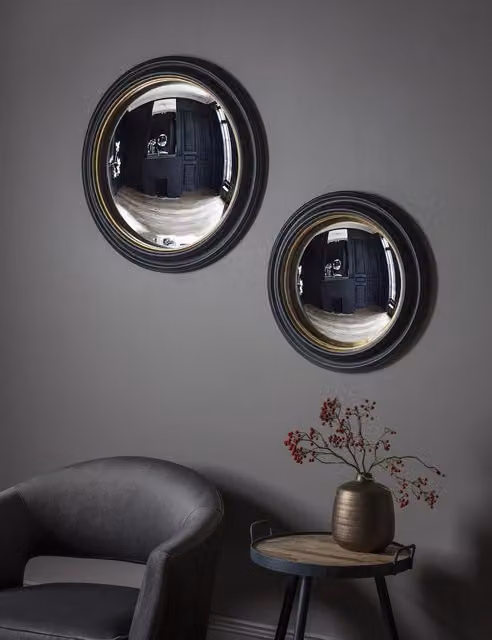 Gallery Direct Rockbourne Convex Round Wall Mirror in Black