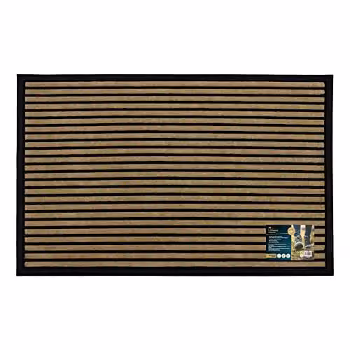 JVL Vienna Striped Rubber Backed Scraper Doormat in Brown and Beige, W: 60 cm, D: 90 cm – 1