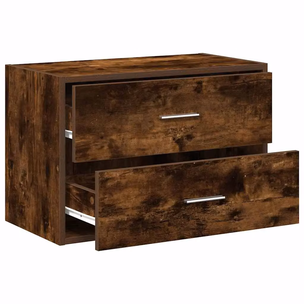 Berkfield Home Cabinet with 2 Drawers in Smoked Oak Brown, W/D/H: 60 x 31 x 40 cm – 3