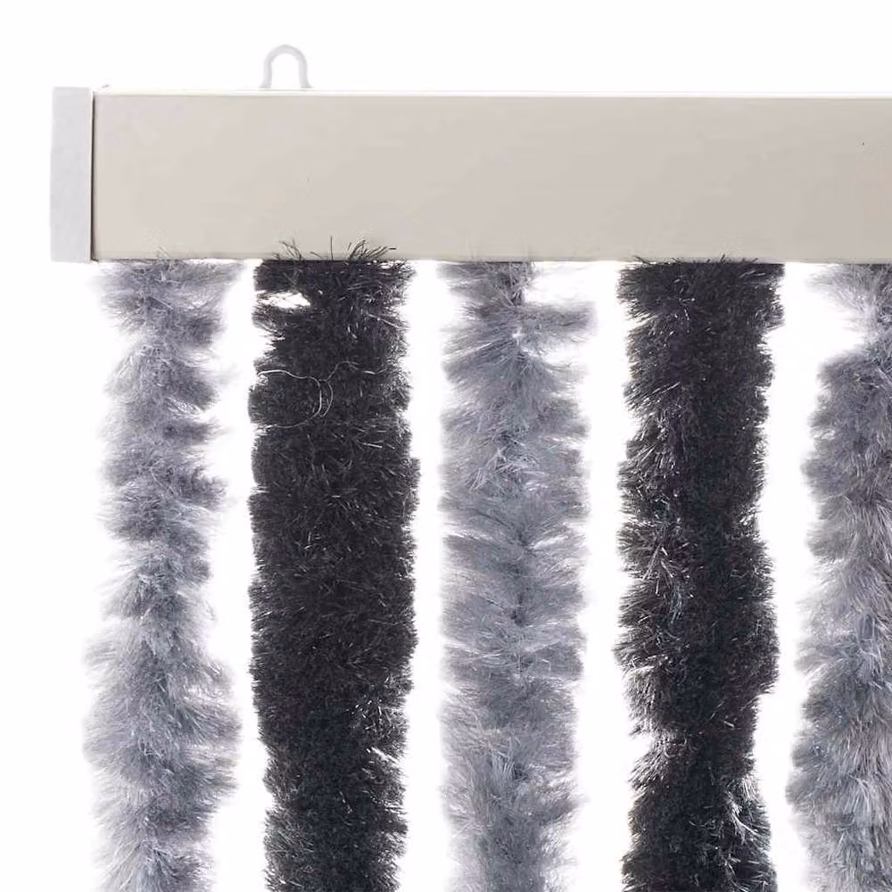 Berkfield Home Grey and Black Striped Chenille Soft Fly Curtain, W: 56 cm, H: 200 cm – 4