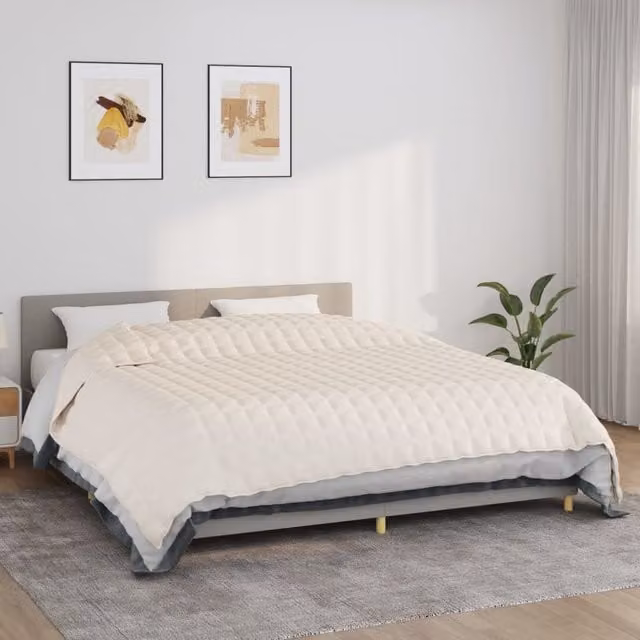 Berkfield Home Weighted Blanket in Beige, W: 235 cm, D: 290 cm, 11 kg