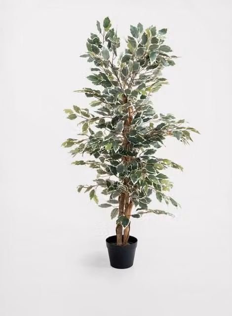 Blooming Artificial 4ft Ficus Tree in Pot, Green Mix