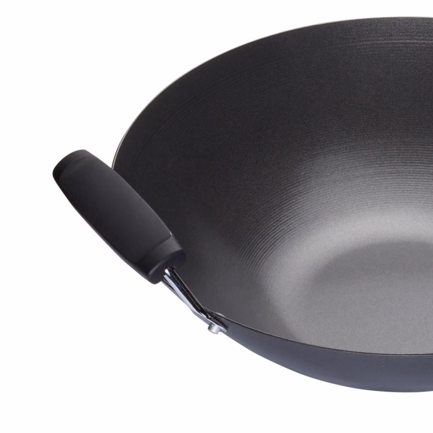 KitchenCraft Non-Stick Carbon Steel Wok in Black or Grey, Diameter: 35.5 cm – 2