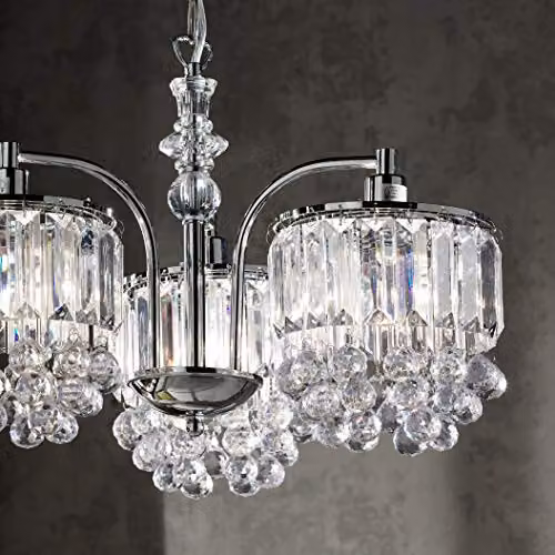 K LIVING 3 Arm Chrome Chandelier with Transparent Acrylic Beads and Droplets – 2
