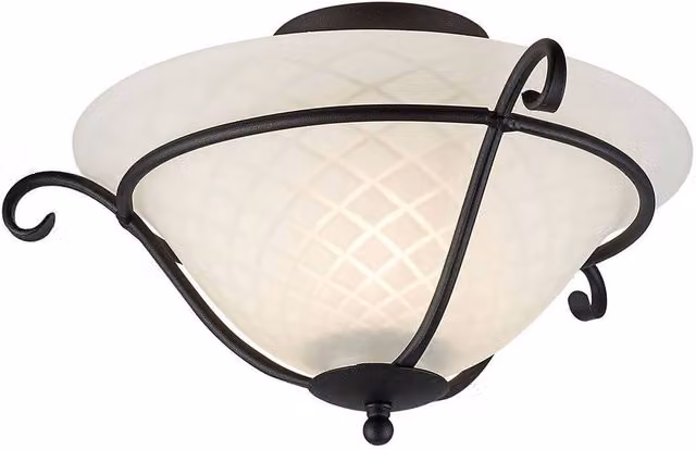 Elstead Torchiere 1 Light Flush Ceiling Light in Black with E27 Bulb Holder