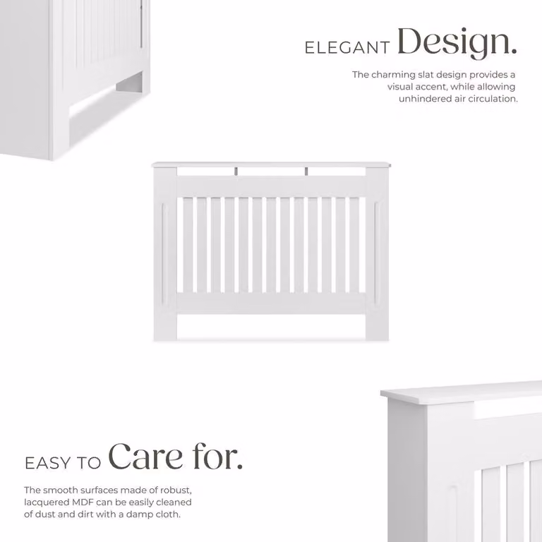 tectake Villa Radiator Cover in White, W/D/H: 112 x 19 x 82 cm