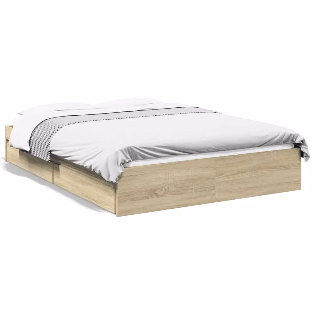 Berkfield Home Bed Frame with Drawers in Sonoma Oak Brown, W/D/H: 140 x 190 cm – 2