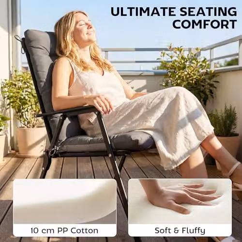 Outsunny Set of 4 Waterproof Garden Chair Cushions in Grey, W: 53 cm, H: 112 cm – 3
