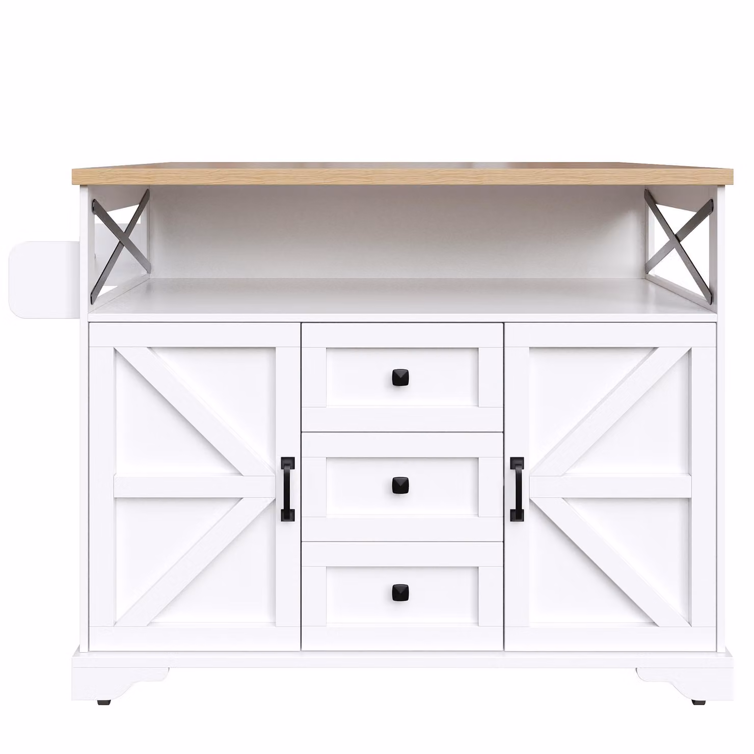 Aosom UK Mobile Kitchen Island with Drop-Leaf Table and Multi-Tier Serving Shelves, White, W: 120 cm, D: 72 cm, H: 98 cm – 2