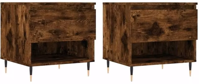 Berkfield Home Set of 2 Modern Nested Coffee Tables in Smoked Oak Brown, W/D/H: 50 x 46 x 50 cm