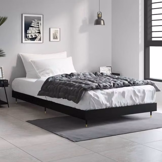 Berkfield Home Durable Bed Frame in Black, W/D/H: 90 x 200 x 20 cm