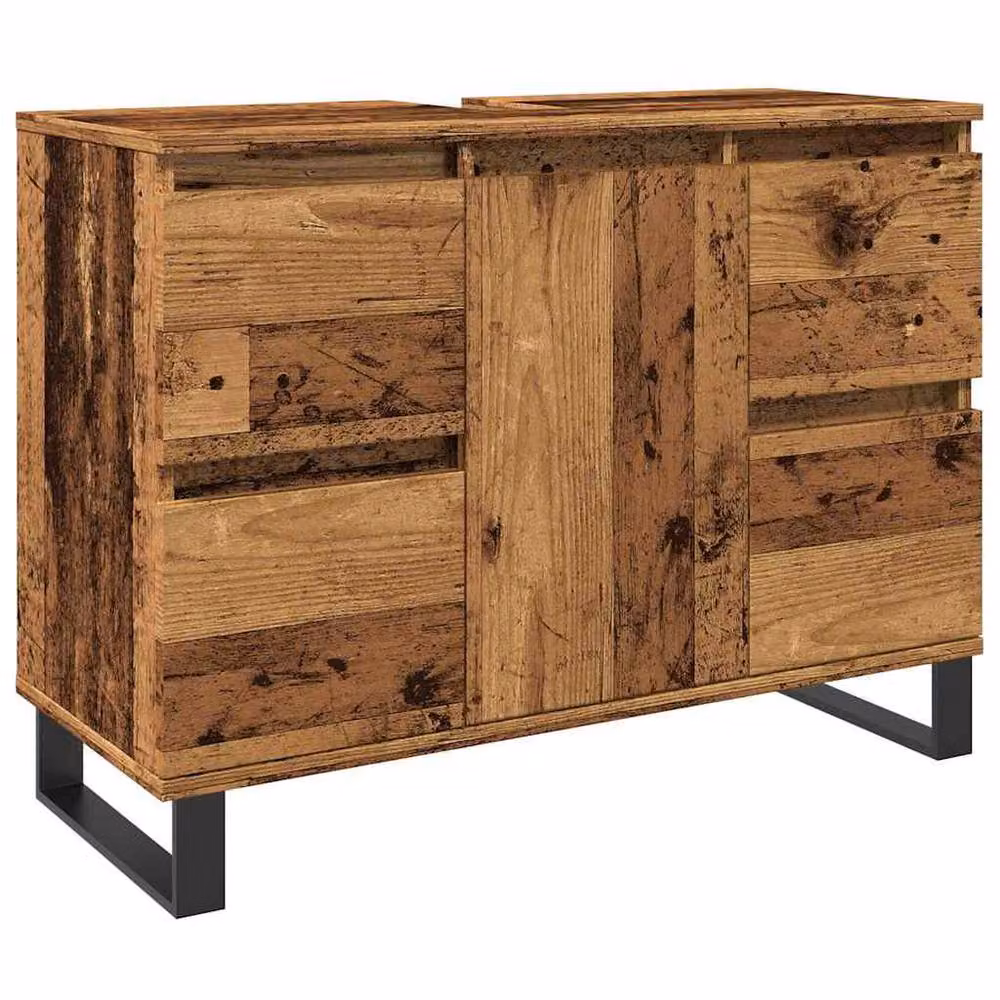 Berkfield Home Industrial Style Freestanding Bathroom Sink Cabinet in Brown, W: 80 cm, D: 33 cm, H: 60 cm – 2