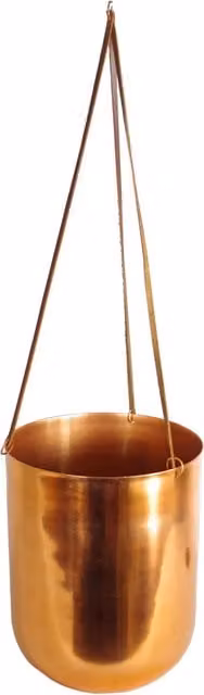 Leaf Copper Hanging Planter in Orange Metal