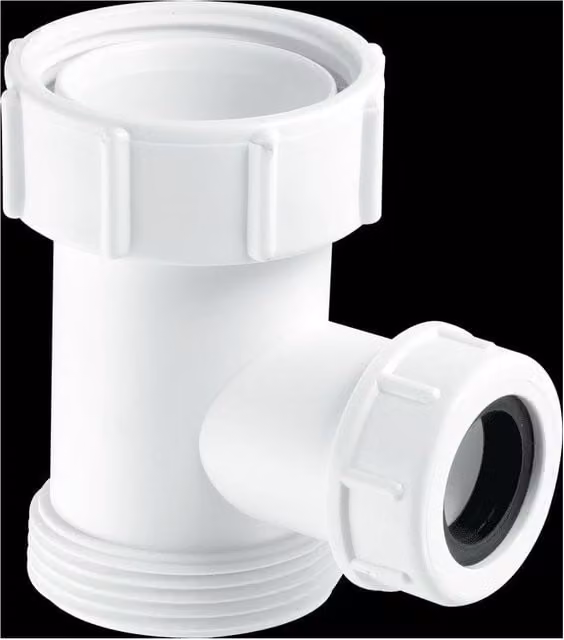 McAlpine V33S-22 White Tee Piece with 1.5 inch BSP Nut and 1.5 inch BSP Thread