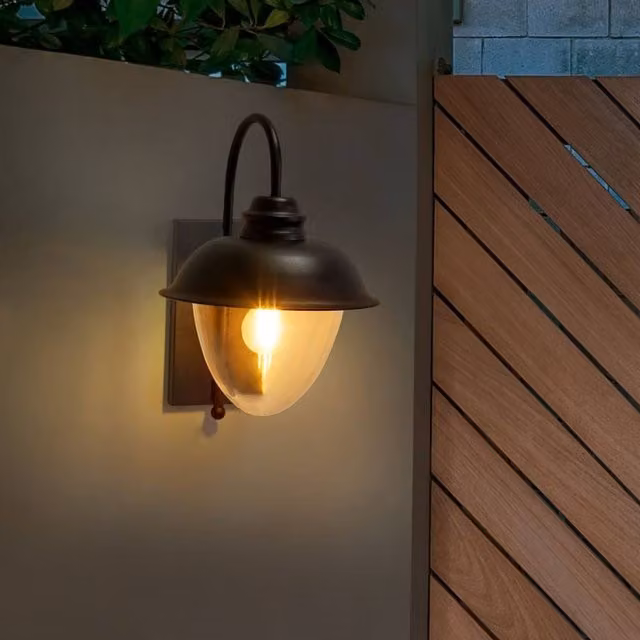 Wyld and Coco Black Metal Outdoor Wall Light with Glass Dome – 1