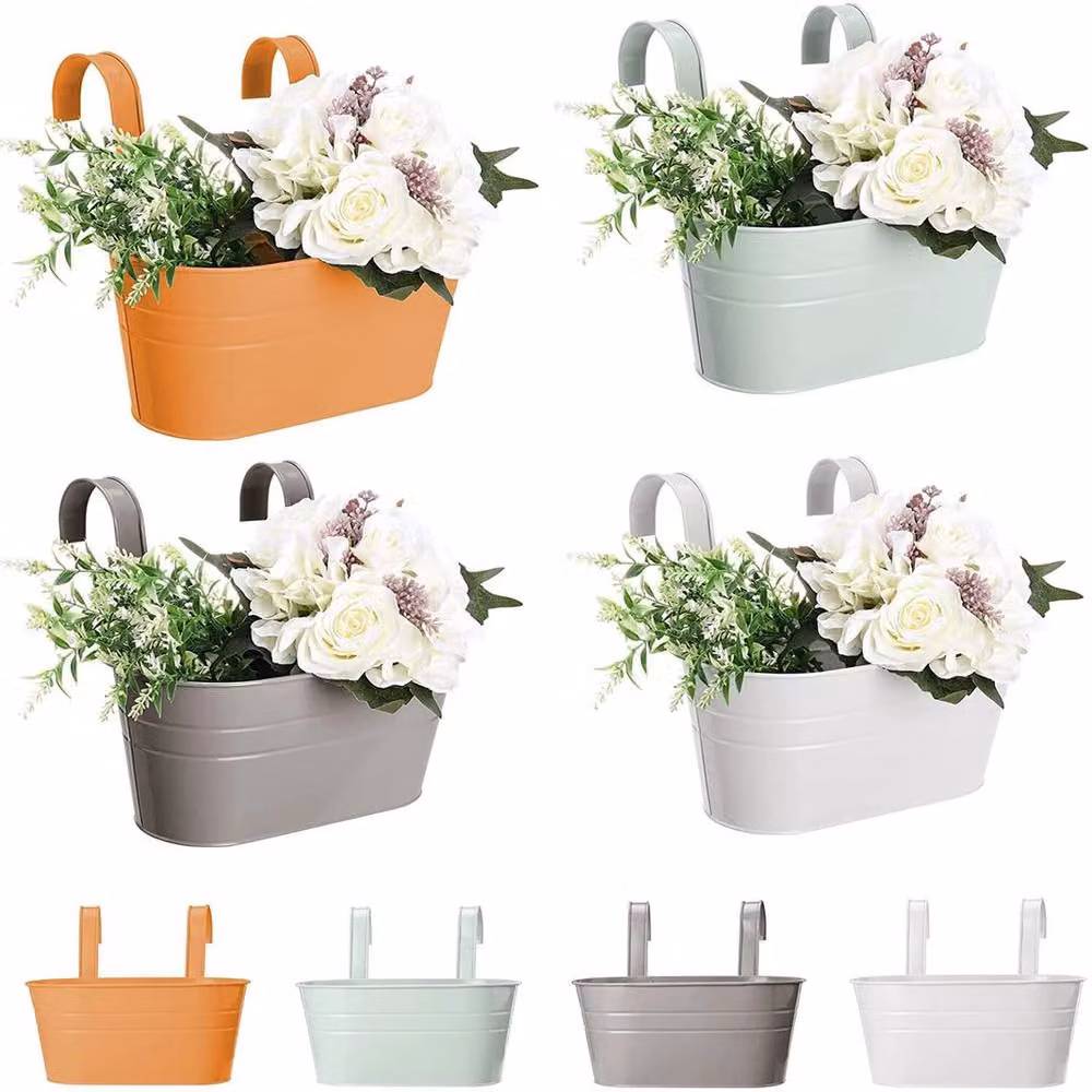FLAVORA Multicolour Metal Hanging Planter Pots Trough for Ornamental Gardens and Indoor Plants – 2
