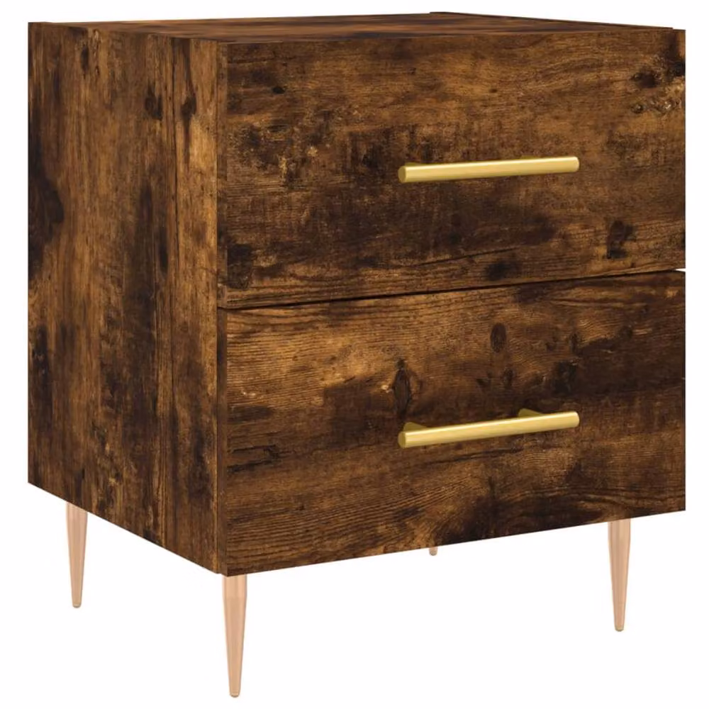 Berkfield Home Modern Bedside Cabinets, 2 Piece Set in Smoked Oak Brown, W/D/H: 40 x 35 x 47.5 cm – 5