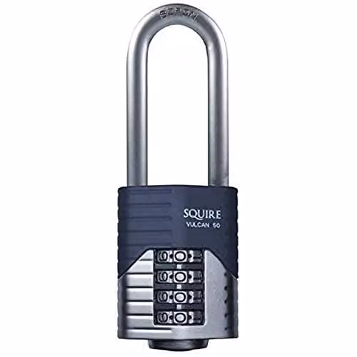 Henry Squire Vulcan 4 Wheel Long Shackle Combination Padlock in Silver and Blue – 1