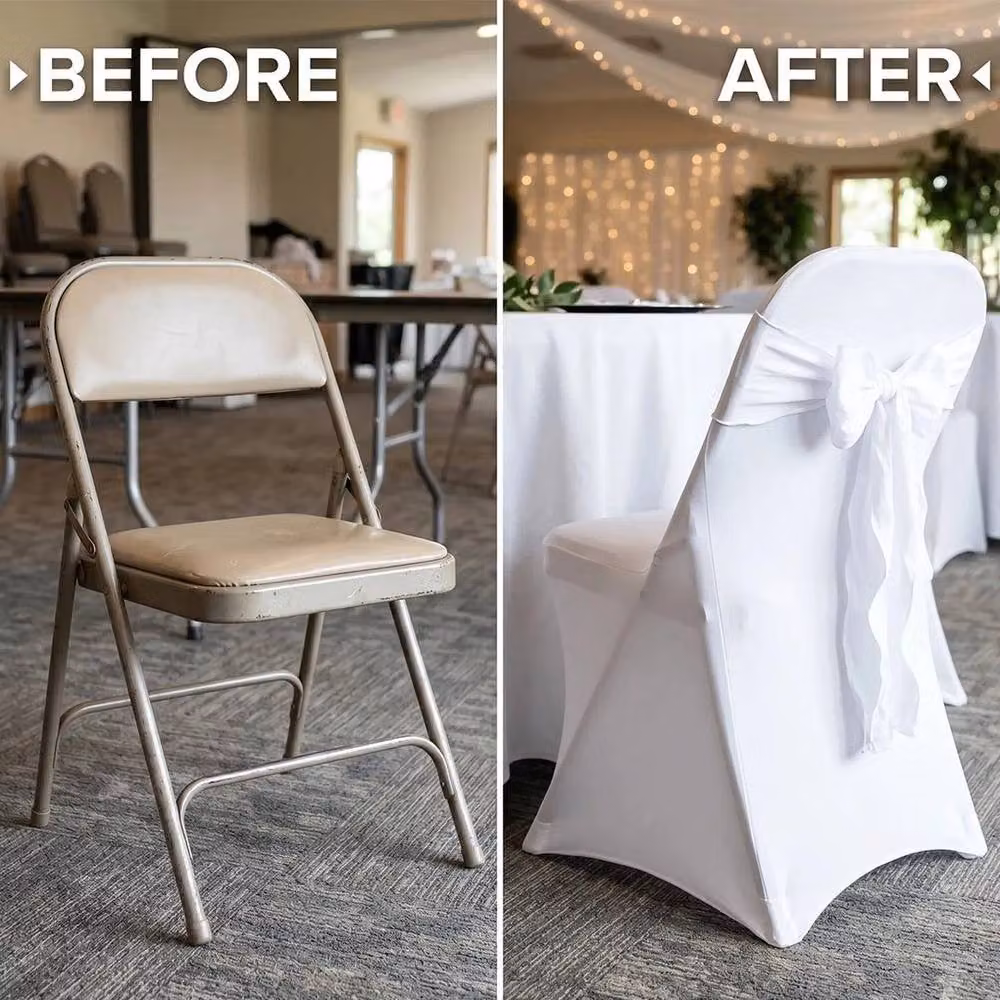 NESTLUNE White Stretch Spandex Dining Chair Cover, 1 Piece – 4
