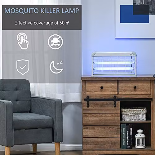 Outsunny 30W Electric Fly Zapper with 2 UV Bulbs and UK Plug in Grey or Silver – 3
