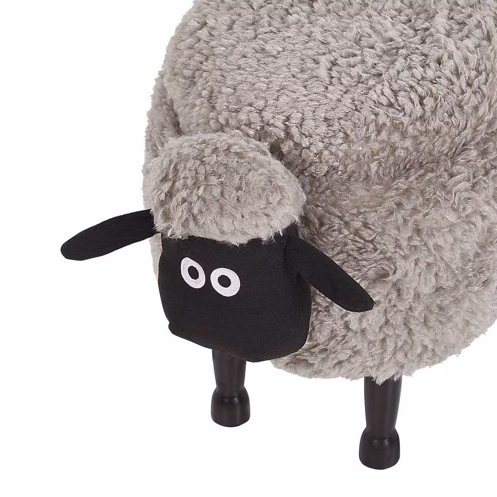 Wyld and Coco Pasture Pals Grey Faux Fur Animal Stool with Hidden Storage for Children – 5