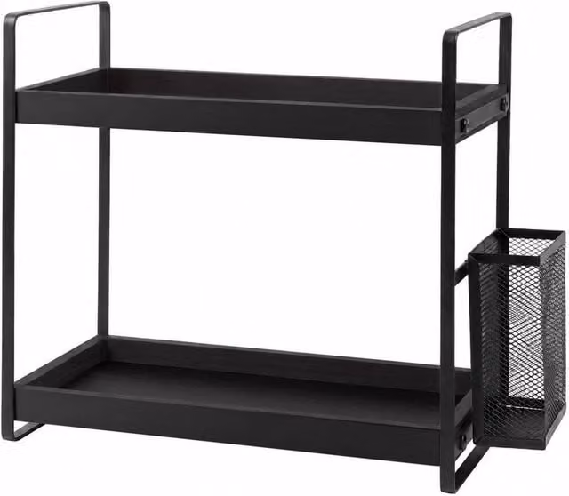 Levede 2 Tier Black Bathroom Organiser and Skincare Vanity Storage Shelf