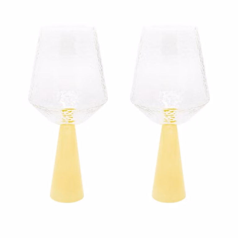 Brut Homeware Claude Wine Glass Set of 2 in Transparent and Green