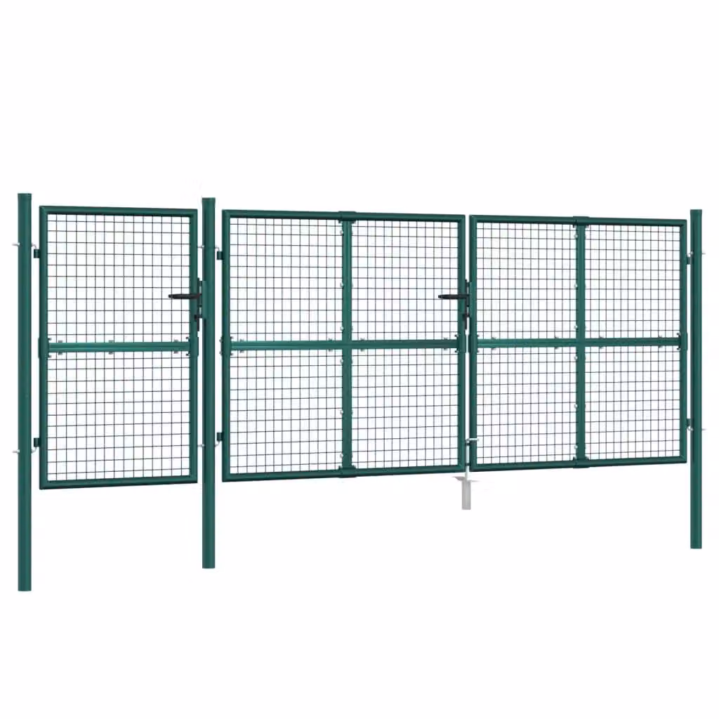 Berkfield Home Green Mesh Galvanised Steel Swing Garden Gate, W: 400 cm, H: 175 cm – 2
