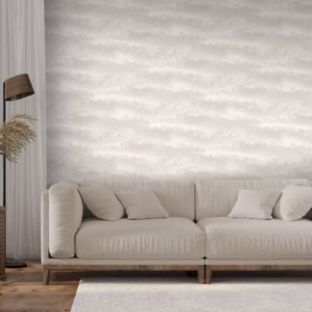 Muriva Tropical Landscape Taupe Wallpaper in Grey with Nature and Floral Patterns