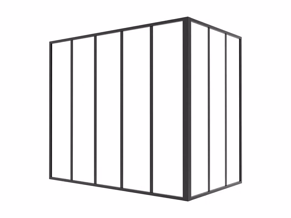Vente-unique Industrial Corner Workshop Glazed Partition in Black Powder-Coated Aluminium and Glass, W: 150 cm, H: 90 cm – 2