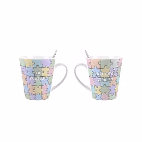Purely Home Multicolour Ceramic Puzzle Latte Mugs Set – 4