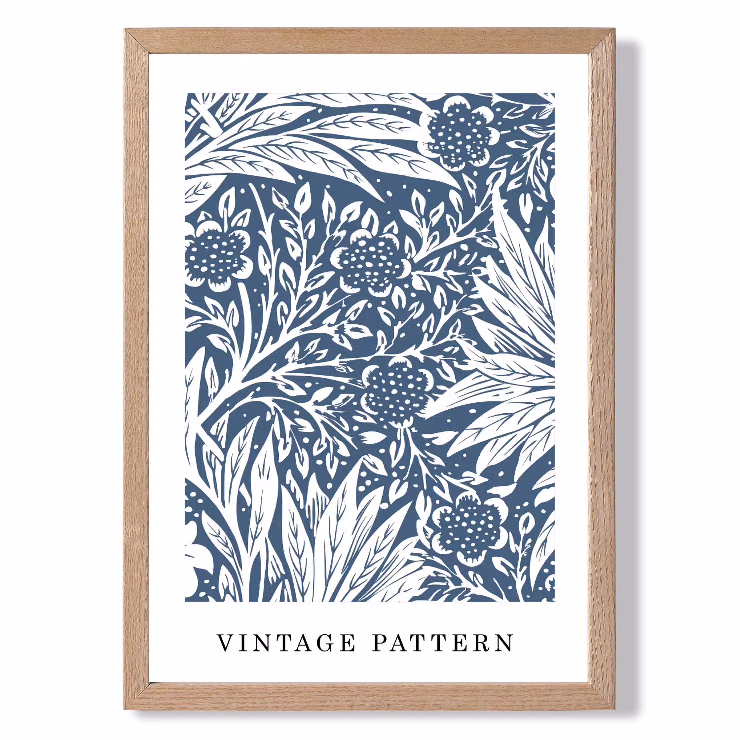 ARTZE William Morris Blue Floral Pattern Art Print with Oak Frame, A2 – 2