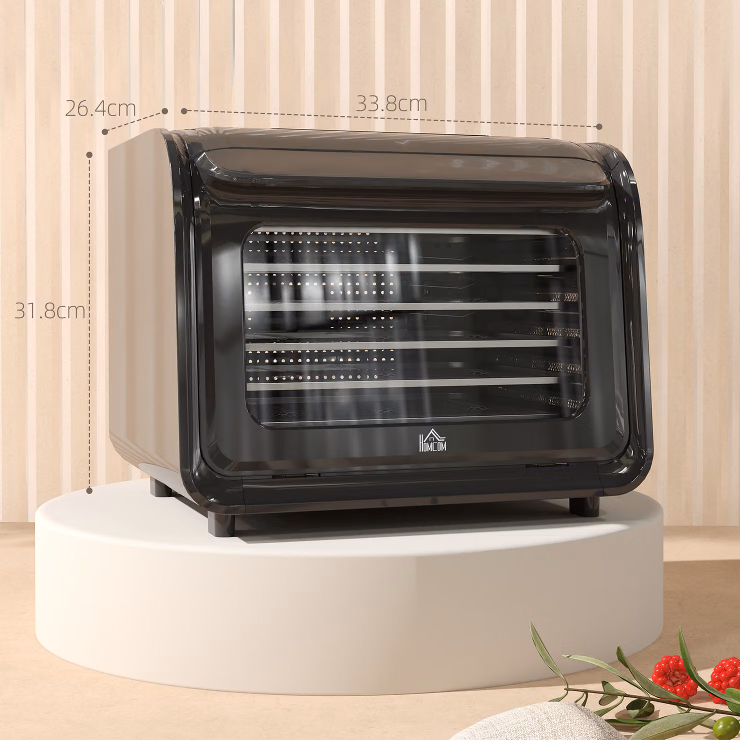 HOMCOM Six-Tray Food Dehydrator with Digital Display and Timer, Black – 3