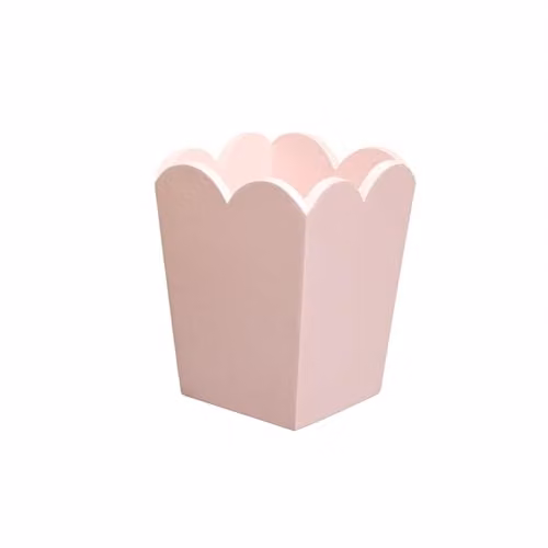 Melody Maison Pink Wooden Scalloped Edge Waste Paper Bin – 2