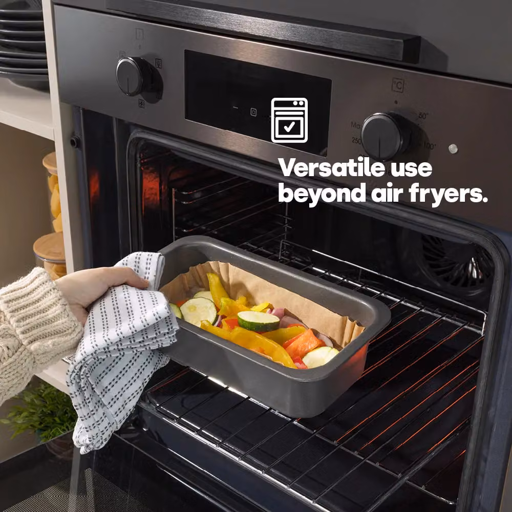 Livivo Disposable Non-Stick Rectangular Air Fryer Liners in Beige, 100 Pieces – 7