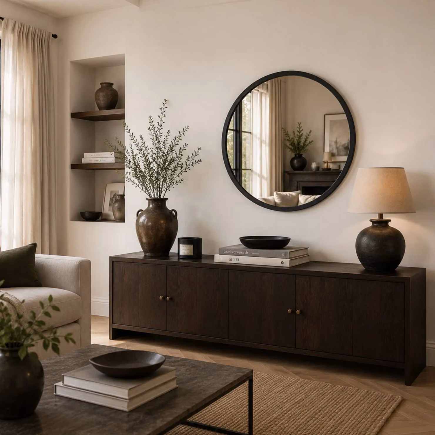 Yearn Mirrors Modern Round Black Wall Mirror, Diameter: 40 cm – 3