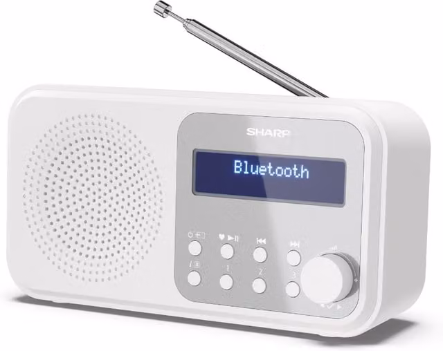 Sharp Tokyo Portable Digital DAB+ and FM Radio with Bluetooth Music Streaming, Snowy White