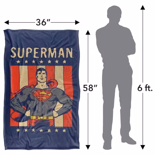 LOGOVISION Superman DC Retro Liberty Silky Touch Super Soft Fleece Throw Blanket, Multicolour, W: 91.44 cm, H: 147 cm – 4