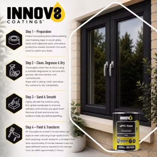 INNOV8 COATINGS uPVC Paint in Panther Black with a Satin Finish, 250 ml – 4