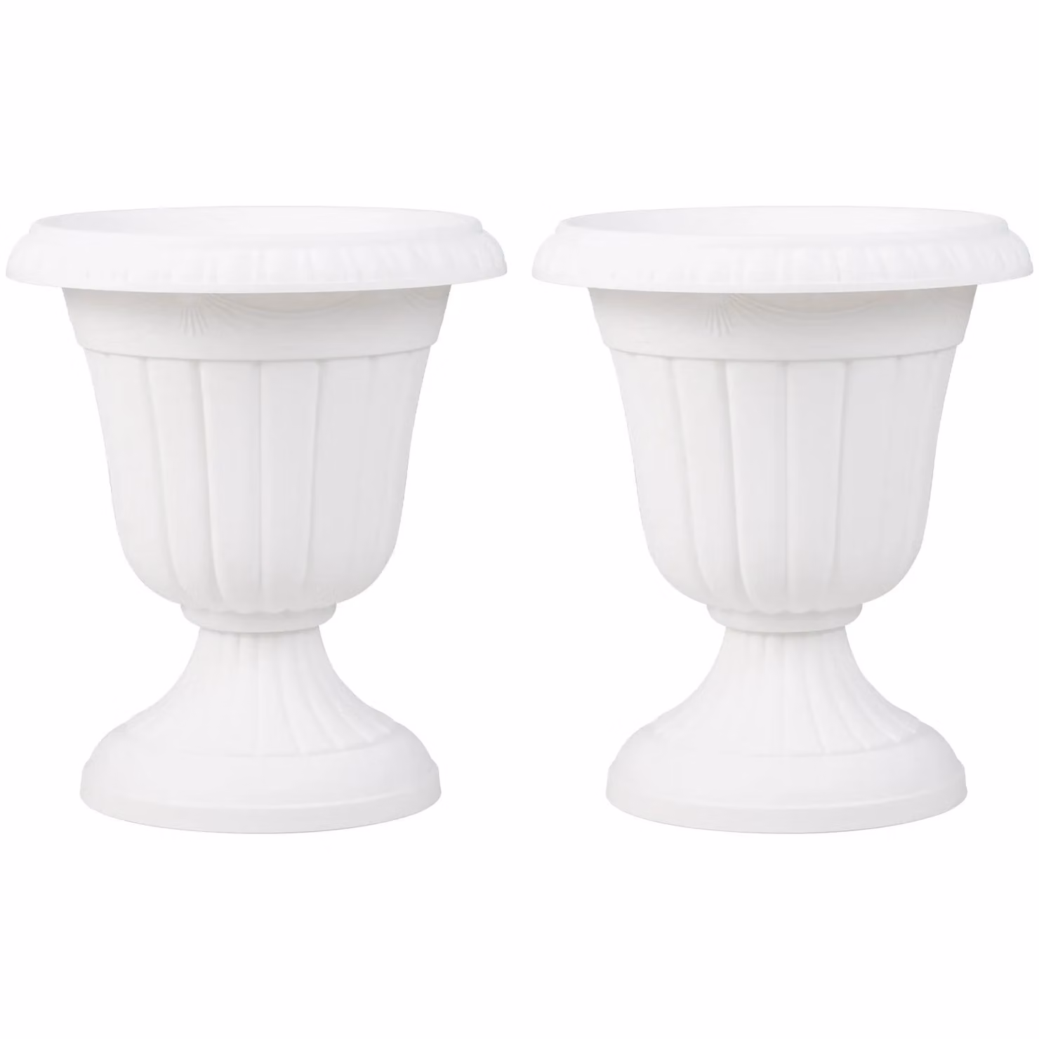 Costway Set of 2 White Vintage Plastic Urn Planters, Height: 46 cm