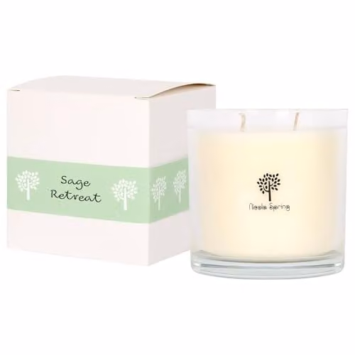 Nicola Spring Sage Retreat Soy Wax Scented Candle, 400g, Spicy Fragrance with Double Wick and 45 Hour Burn Time