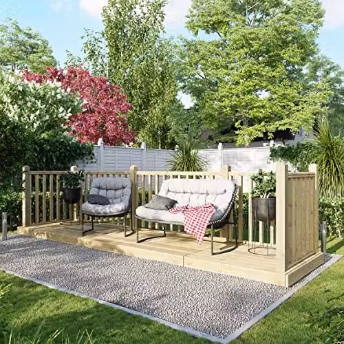 Powersheds Premium Wooden Decking Kit with Hand Rails in Brown