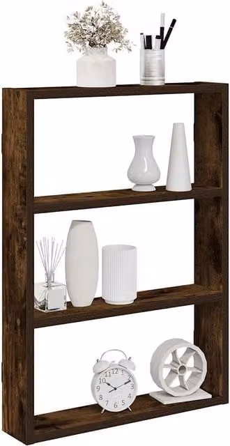 Berkfield Home Wall Mounted Smoked Oak Shelf in Brown, W/D/H: 60 x 43 x 9 cm – 1