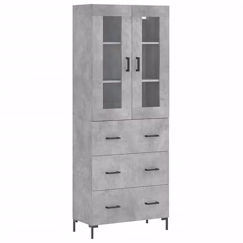 vidaXL Highboard in Concrete Grey, W: 69.5 cm, D: 34 cm, H: 180 cm – 1