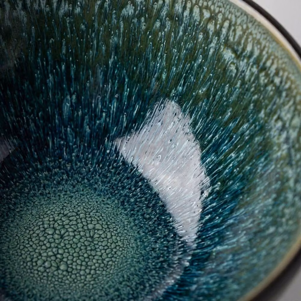 Scandi Home Set of 4 Rivah Green Stoneware Cereal Bowls, Diameter: 15 cm – 4