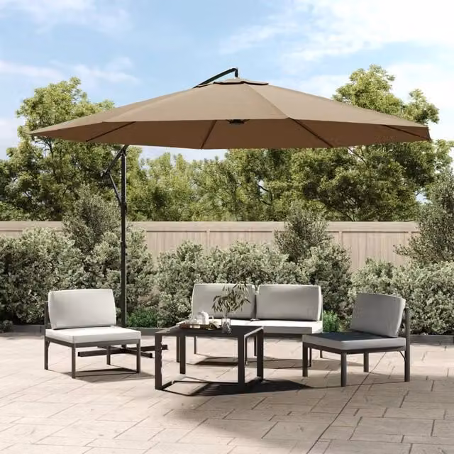 Berkfield Home Cantilever Garden Umbrella with Aluminium Pole, Beige, 350 cm