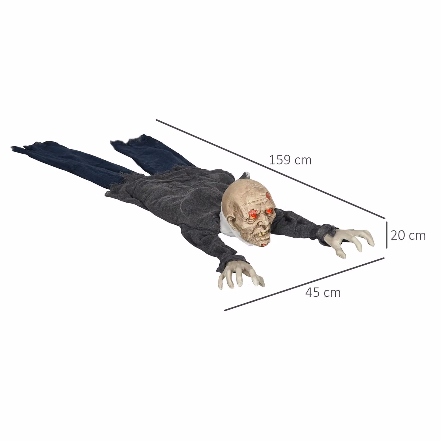 HOMCOM Sound Activated Crawling Zombie Halloween Outdoor Decoration, Multicolour – 3