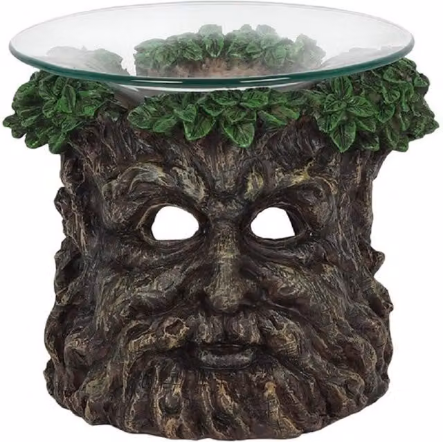 KDMK Unique Green Man Decorative Tabletop Oil Burner and Tealight Lamp, Brown